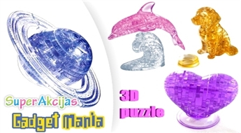 Unikālas 3D puzles sirds, piramīdas, piliena, ābola, dimanta, gulbja un daudzās citās formās!