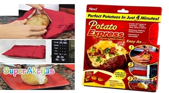 Maisiņš kartupeļiem „Potato Express“! Cep kartupeļus mikroviļņu krāsnī tikai 4 minūtes!