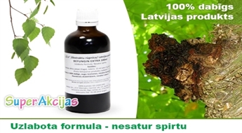 BEFUNGIN EXTRA 100ml ekstrakts (bērzu piepe) "čaga". Pretaudzēju un pretgastrītu līdzeklis! Latvijas produkts