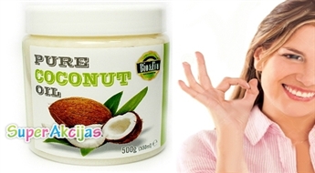 Ekoloģiski tīra aukstā spieduma kokosriekstu eļļa PURE Coconut oil 550 ml