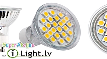 5W GU10 LED spuldze ar 24xSMD gaismas diodēm: Taupiet elektroenerģiju kopā ar I-LIGHT.LV!