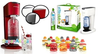 SodaStream GENESIS - gāzētā ūdens un limonādes pagatavotājs + sīrups pēc izvēles!