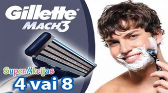 Droša un komfortabla skūšanās! Skūšanās kārtridžu komplekts Gillette Mach3 (4 vai 8 gab.)!