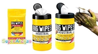 Dzīve bez jebkādiem traipiem! Spēcīgas iedarbības tīrīšanas salvetes BIG WIPES INDUSTRIAL! Izvēlies savu variantu!
