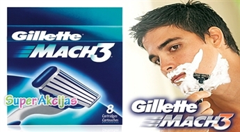 Безопасное и комфортное бритье! Комплект бритвенных картриджей Gillette Mach3 (8) - 50%