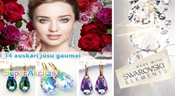 Skaisti apzeltīti mirdzoši auskari ar Swarovsky elements kristālu, svētkiem un ikdienai ar 50% atlaidi!