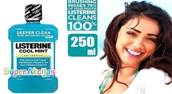 Антибактериальный ополаскиватель полости рта "Listerine Cool Mint", 250ml!