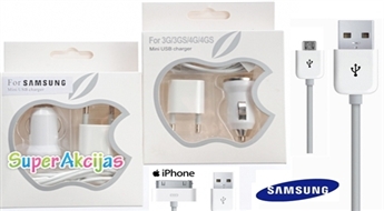 Зарядные устройства для Samsung "3in1" - USB + адаптер + автомобильная зарядка!