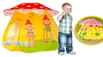 Krāsaina bērnu telts mājai, pludmalei vai dārzam tikai par € 11,9