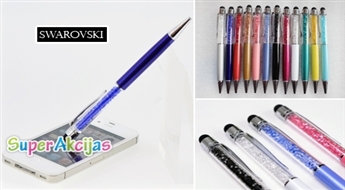 Черная ручка с кристаллом Swarovski, теперь и для сенсорных экранов!