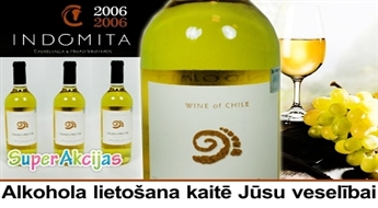 Izcils sausais 2006.gada Čīles baltvīns Indomita varietal sauvignon blanc tikai par Ls 1.99!