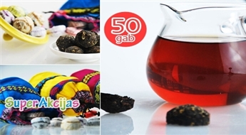 Lieliska iespēja baudīt un stiprināt veselību! Īstas Ķīnas Puerh tējas 50 gabaliņi jaukā dāvanu iepakojumā!