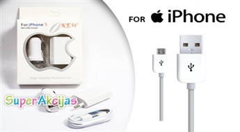 Lādēšanas ierīce telefonam IPhone5 - USB + adapters + atomašīnas lādētājs!