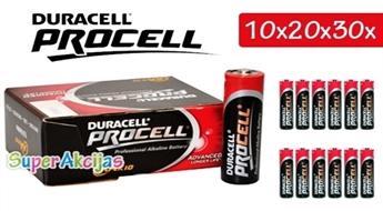 Комплекты батареек Duracell ProCell AA и AAA - 10, 20 или 30 штук с 50% скидкой.