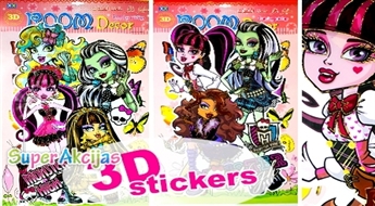 Актуальный подарок для девочек! Плакат с 3D наклейкой кукол Monster High!