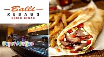SUPER LIELS un garšīgs XXL kebabs + kartupeļi frī (vidējie) jaunajā kebabnīcā Balli DÖNER Kebab!