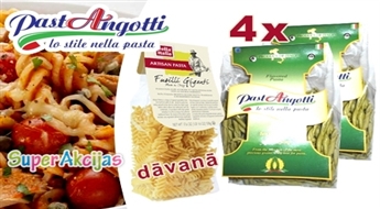 Augstas kvalitātes makaroni ar spinātiem 4x Pastangotti Fusillo Calabro + 1 dāvana Fussili Giganti Bella Italia!