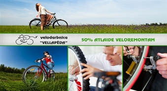 Velosipēda tehniskā apkope un jebkura veida remonts jaunajā velodarbnīcā ”Vellapēda” Rīgas centrā ar 50% atlaidi!