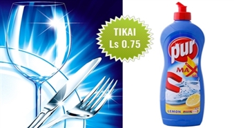 Parūpējies par teicamu trauku tīrību! Trauku mazgāšanas līdzeklis "Pur" 0.9 litru pudelē, tikai par Ls 0,75!