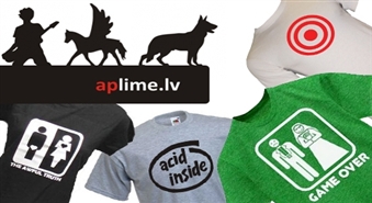 Laba dāvana ikvienam! T-krekls ar individuālu uzrakstu vai zīmējumu ar 58% atlaidi no www.aplime.lv!