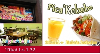 Lielais kebabs (vistas vai liellopa) + lielā glāze sulas kebabnīcā "Ahmed Food" Jelgavā!