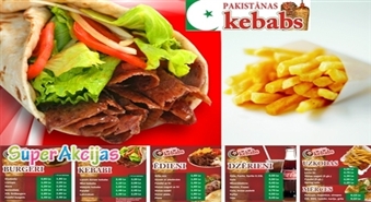 СУПЕР вкусный средний куриный КЕБАБ + средняя картошка фри в самом сердце Риги  в "Pakistānas Kebabs"!