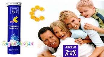 "C vitamīns"! 10 putojošas tabletes ar citrona garšu imunitātes stiprināšanai un saaukstēšanās slimību profilaksei!