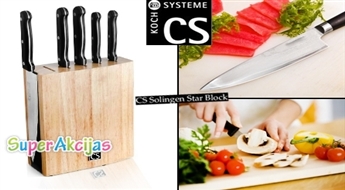 Комплект из пяти острых ножей «CS Solingen Star Block» на деревянной подставке!