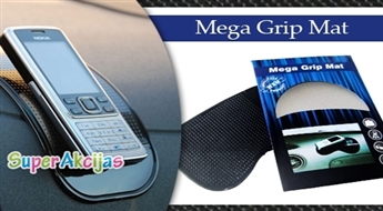 Нескользящий коврик Mega-Grip прекрасно удержит Ваш  мобильный телефон, очки, MP3 или GPS!