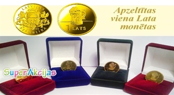Mazs, bet īpašs suvenīrs Jāņos – apzeltīta viena lata monēta „Alus kauss”!