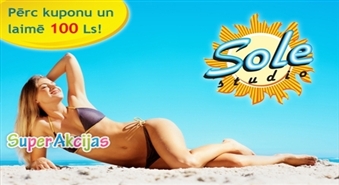 Perfekts iedegums salonā SOLE STUDIO vertikālajā solārijā ERGOLINE LOUNGE ar 71 % atlaidi + Ls 100 izloze!