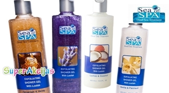 Sea of SPA Exfoliating Shower Gel with Loofah - pīlinga dušas želeja! Dziļi attīra poras!