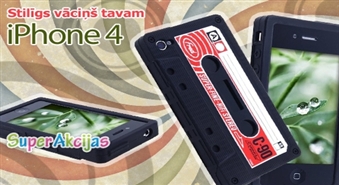 Oriģināls silikona vāciņš audio kasetes noformējumā tavam iPhone4 ar 60% atlaidi!