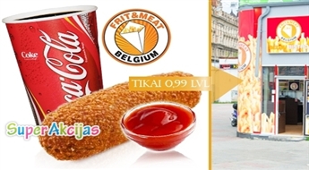Super komplekts! Briseles krokete ar mērci (kečups/sinepes) + dzēriens 0,4l Belgium bistro!