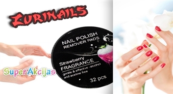 32 mitrās salvetes Zurinails nagu lakas noņemšanai. No dabīgām izejvielām. Nesatur acetonu.