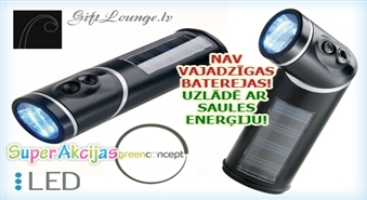 Super stilīgs un ļoti noderīgs LED lukturītis! Nav nepieciešamas baterejas - uzlādē ar saules enerģiju!