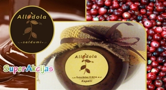 Šokolādes krēms "Kapelli" ar dzērvenēm no mājas saldumu ražotāja "Allodola" ar 50 % atlaidi!