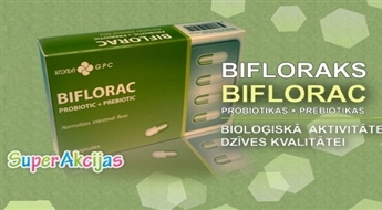 Bioloģiskās aktīvās kapsulas "Biflorac" normālās zarnu mikrofloras atjaunošanai un saglabāšanai!