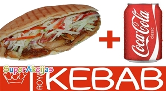 Lielais Klasiskais Kebabs ar vistas gaļu un dzēriens (Cola, Fanta, Sprite) par puscenu! Tikai 1,39Ls!