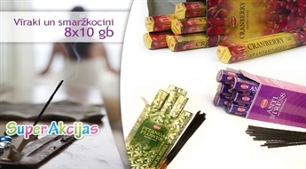 Aromātisie vīraki un smaržkociņi HEM un KRISHAN no Indijas (kopā 80 kociņi)!