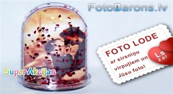 Superīga, oriģināla dāvana tavam mīļotajam Valentīna dienā! Stikla lode ar tavu foto + sirsniņu sniegs!