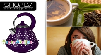 Smalka dizaina cienītājiem! Elektriskā tējkanna "Kalorik Purple White Dots” spilgti violetā krāsā!