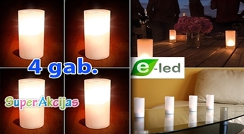 4 dekoratīvās LED sveces skaistā, baltā dāvanu iepakojumā tikai par 1.19 Ls!