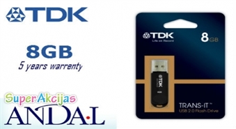TDK Trans-IT 8Gb Flash atmiņa, Jūsu uzticamais informācijas nesējs ikdienā ar 50% atlaidi!