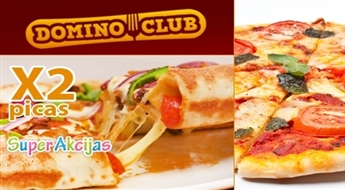 Две любые вкуснейшие толстые пиццы (27 см) от Domino Club + бесплатная доставка по центру Риги!