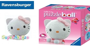 3D puzle ar populāro Hello Kitty, 60 gabaliņi, no Ravensburger!