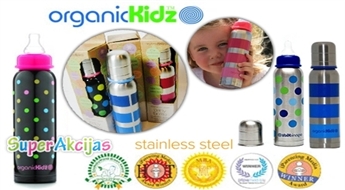 Детские безопасные и практичные бутылочки-термосы "OrganicKidz" из нержавеющей стали!
