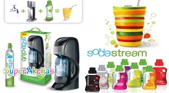 Gāzētā ūdens aparāts SodaStream! SodaStream Dinamo - gāzētā ūdens un limonādes pagatavotājs + 2 sīrupi!