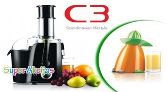 Elektriskā sulu spiede "C3 Scandinavian lifestyle"! + DĀVANĀ "C3 MixiCan" citrusaugļu sulu spiede!