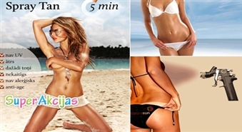 "Spray Tan" предлагает быстрый и безопасный загар без лучей солнца всего за 5 минут. Будь неотразима!